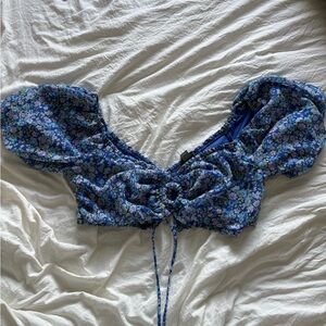 Wild Fable Blue Floral Crop Top